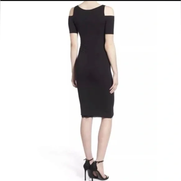 NWT $175 Michael Kors Black Off-Shoulder Dress Midi Bodycon Dress Size XXS - Picture 2 of 6